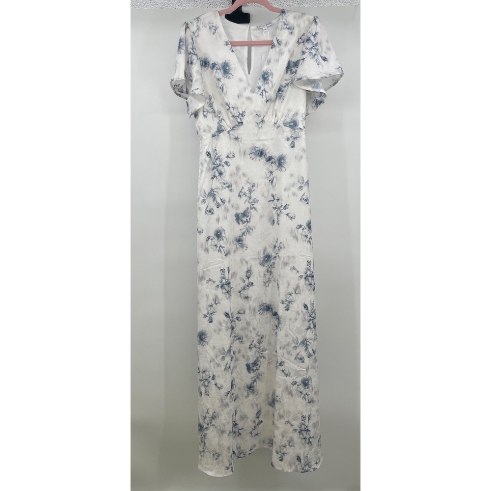 baltic born carmen maxi dress off white blue floral size women's medium - Picture 2 of 10